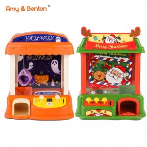 Obere Claw Machine maka ụmụaka,Halloween Theme Mini Vending Machines Arcade Candy Capsule Claw Game Prizes Toy Toy Juk na obere ihe ụmụaka ji egwuri egwu.