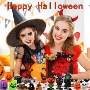 168 kusů Halloweenských párty pro děti, 24 balíčků nejrůznějších halloweenských psacích potřeb Hromadné dětské hračky na triky