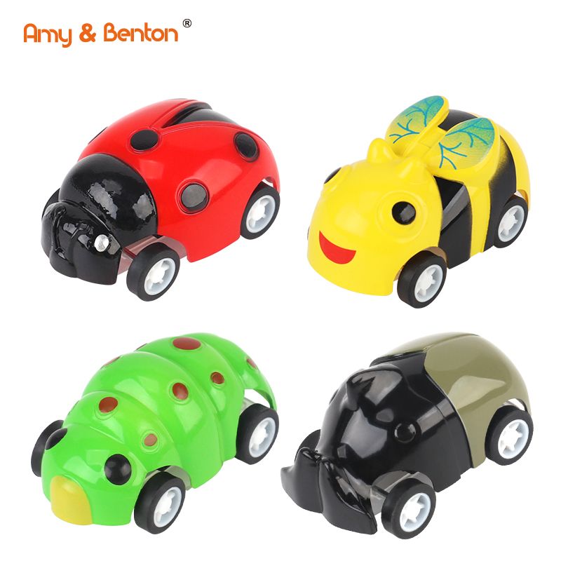 Amy&Benton 4 stk insektlegetøj Træk tilbage biler til babyer og gå tilbage billegetøj Småbørnslegetøj