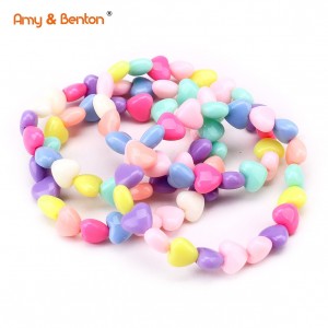 4 Pcs Colorful Stretchy Bead Bracelets ສາຍແຂນຮູບຫົວໃຈ Princess Bracelets Valentines Day Present for Girls