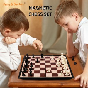 Klassisches magnetisches tragbares Reise-Schachspiel, zusammenklappbares Schachbrettspiel, tragbares Lernspielzeug für Kinder, 2 Spieler