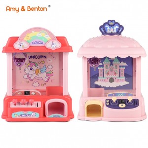 Máquina de garras para niños, Mini máquinas expendedoras con temática de coello lindo de Pascua Arcade máquina de garras de caramelo rellena con xoguetes pequenos