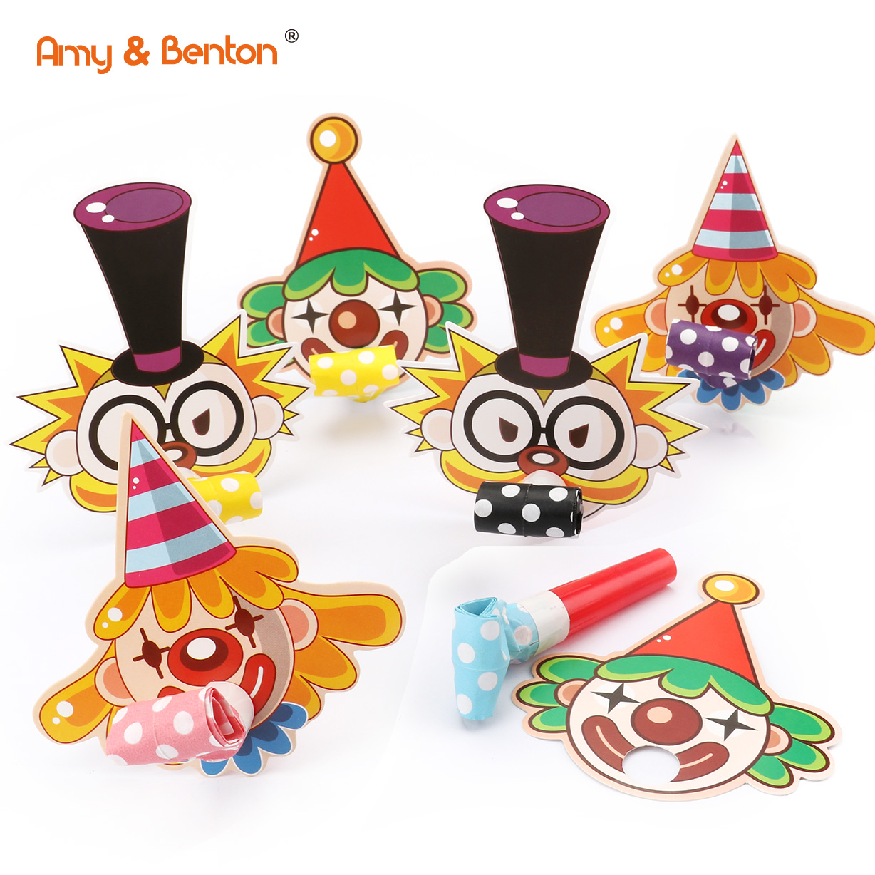 Birthday Party Blowers Clown Blowouts Horns Whistles Musical Paper Noisemakers အထူးအသားပေးပုံ
