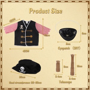 12 قطعة من ملابس الأطفال التظاهرية للعب القراصنة، مجموعة ملابس للهالوين