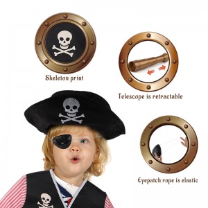 12PCS Kids pretend Play Pirate Costume Role Play Dress Up Set Toy foar Halloween