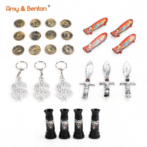 26 PCS Pirate Party Favors Supplies Pirate Gold Coins Skateboard, keychain, dagger, telescope yeBirthday Party Goodie Bag Fillers.