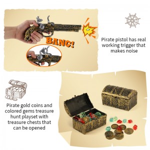 Pirate Treasure Play Set för barn, Piratrollspelsleksaker, Piratdräkt barntillbehör