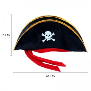 2 Pieces Cappellu di Pirata Stampa Teschiu Capu di Costume di Capitanu di Pirata，Accessori di Pirate， Festa à Tema di Pirate Halloween Cosplay