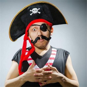 2 парчиња Пиратска шапка со череп печатење Капа за костими на пиратски капетан, пиратски додатоци, пиратска тематска забава за Ноќта на вештерките Косплеј