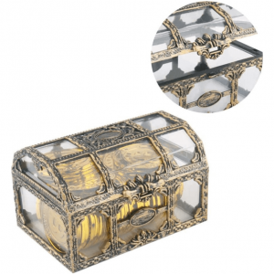 I-Transparent Pirate Treasure Chests with 20 piece ngqekembe, Jewelry Box Toy yaBantwana iBirthday Pirate Party Favors