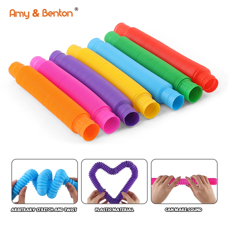 Neuartige mehrfarbige Pop Tubes Sensorisches Stress-Fidget-Spielzeug. Abgebildetes Bild