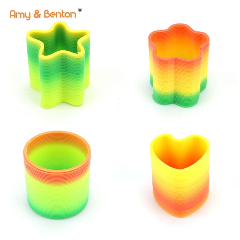 4 unidades de cores brillantes e diferentes formas, surtido de xoguetes de primavera arcoíris, xoguetes de regalo para nenos