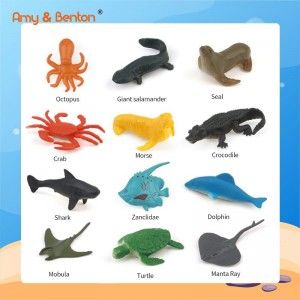 Ocean Sea Animal Assorted Mini Vinyl Plastic Animal Toy Set Realistic Under The Sea Life Figure Bath Toy for Child Educational Party Cake Cupcake Topper, Valentines Day Gift
