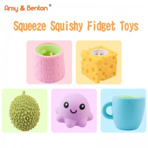 Squeeze Toys Amy & Benton 5 Styles Funny Squeeze Toys, Frog in the well in Simulation Durian, Octopus, Squirrel Teacup and Cheese Mouse, Cute Decompression Toys, Kids and Adults for Cute Decompression Toys, Stress Portable Toys Party Favors