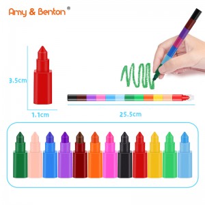 12in1 วางซ้อนกันได้ดินสอสีเด็กสร้างสรรค์เครื่องเขียนภาพวาดสีน้ำมันระบายสีซ้อนดินสอสีพรรคโปรดปรานของเล่น