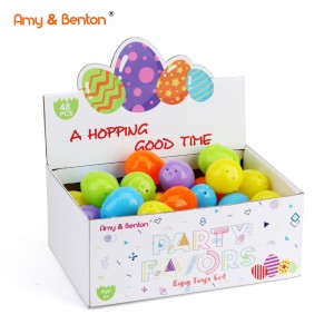 Різнокольорові наповнені пластикові яйця з різними видами маленьких іграшок