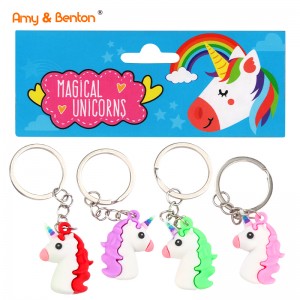 Dhurata të shkëlqyera në favor të festës Unicorn Personalizo unazën e lezetshme të çelësave Unicorn për çanta shpine