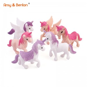 Set de figurine de jucărie cu unicorn cu animale, mini ornamente, artizanat, set de inorogi din plastic