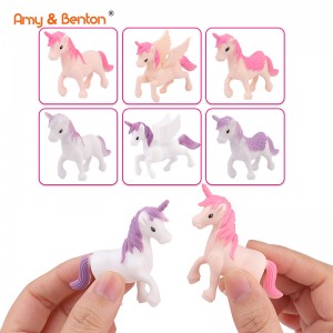 Animal Unicorn Toy Figurine Ṣeto Mini ohun ọṣọ Crafts DIY ṣiṣu Unicorn Ṣeto