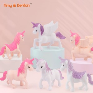 တိရိစ္ဆာန် Unicorn အရုပ်ပုံအစုံ၊ Mini Ornament Crafts DIY Plastic Unicorn Set