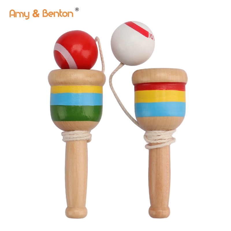 Wooden throw and catch cup toys classic throwing ball game for kids