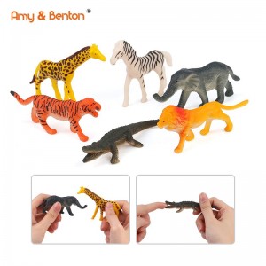 Figuras realistas de animales de la selva y animales del zoológico de 6 piezas, el juego de figuras de animales de safari de plástico incluye adornos para pasteles, regalo de cumpleaños de Navidad para niños pequeños