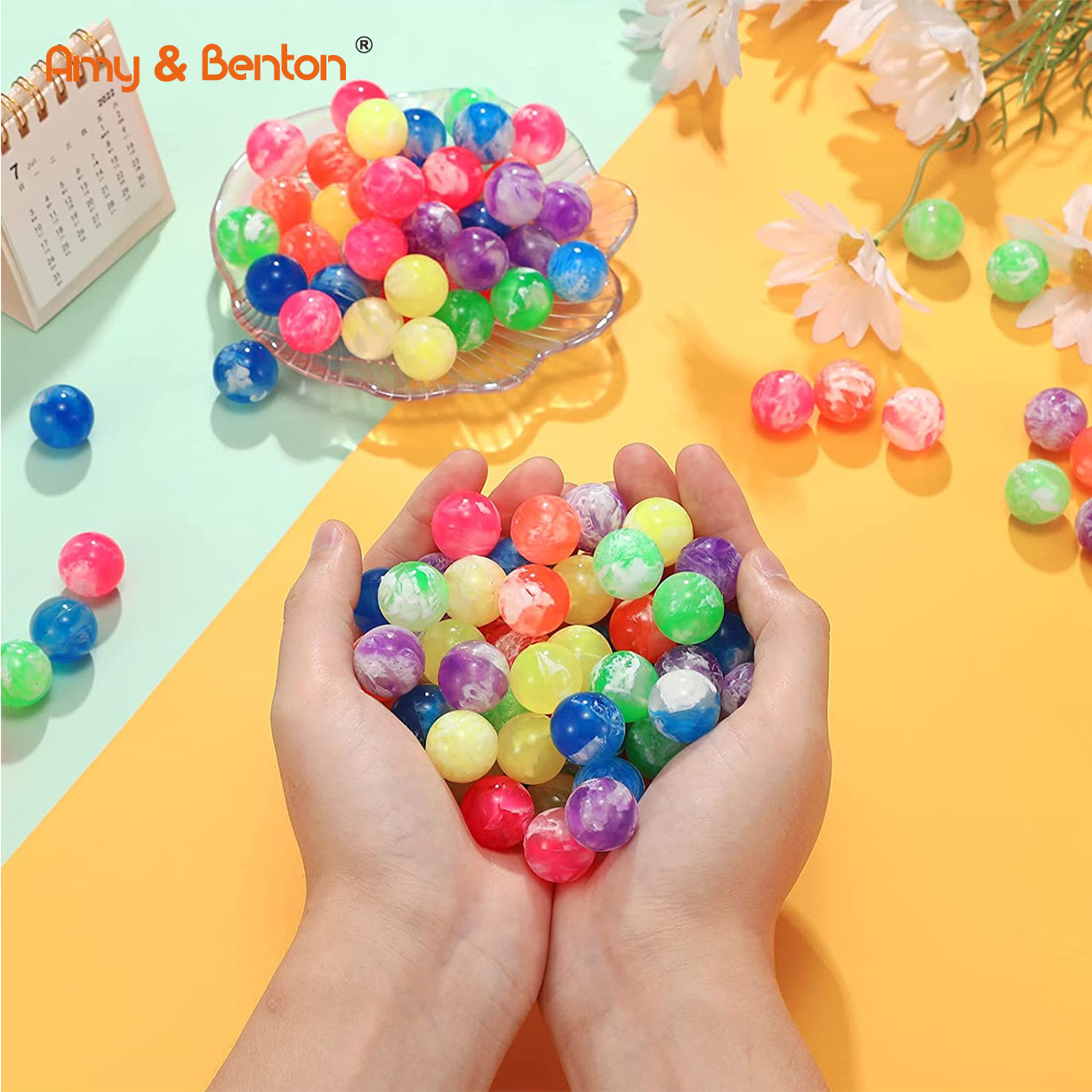 32 mm høje hoppebolde af gummi Sky hoppebolde Festgaver til børn Neon Swirl hoppebolde til spilpræmier salgsautomater
