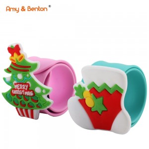 Silicone Bracelets 6Pcs Elk Santa Snowman Xmas Tree Wristband for Xmas Gift Kids Toys