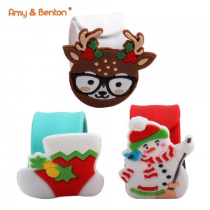 Silicone Bracelets 6Pcs Elk Santa Snowman Xmas Tree Wristband for Xmas Gift Kids Toys