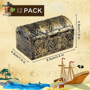 សំណុំនៃ 12 Pirate Treasure Chest Pirate Jewelry Box Games Toy Set Pirate Birthday Party Favors Supplies for Boys Girl