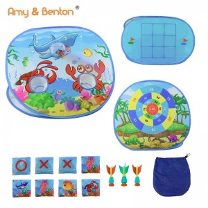Amy&Benton 2 in 1 ກະດານກະເປົ໋າກະເປົ໋າຊາຍກາງແຈ້ງ ແລະໃນຮົ່ມ ໂຍນກະດານເປົ້າໝາຍ Darts ຂອງຂວັນເກມກິລາສຳລັບເດັກນ້ອຍ