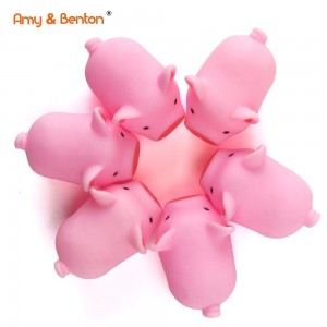6 PCS Obere Rubber Pig Baby Bath Toys Pink Roba na-eti mkpu masịrị Piggie Party maka ụmụaka