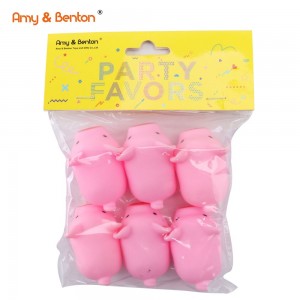 6 vnt. maži guminiai kiaulytės kūdikių vonios žaislai Rožinės gumos šaukiantys garsai kiaulytės vakarėlis vaikams