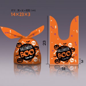 New Halloween ເຂົ້າຫນົມອົມແລະຖົງບັນຈຸພັນຂອງຫຼິ້ນທີ່ມີຫູ rabbit ຮູບຮ່າງຫນ້າຮັກສາມາດ tied ກັບ bow
