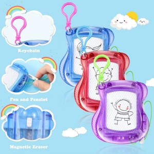 24 PCS Erasable Mini Magnetic Drawing Board Backpack Keychain Clip for Kids for Classroom Rewards (متعدد رنگ)