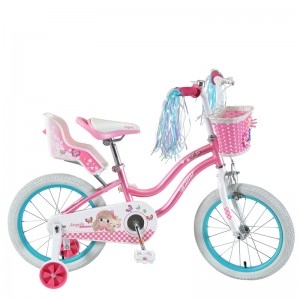 Bicicleta de nena rosa de 16 polgadas con cesta e porta bonecas/23WN015-16"