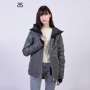 Women’s Waterproof Full zip Jackets outdoor hooded girls print coat