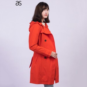 Women’s Windproof Double Breasted Jackets outdoor hooded classic long girls trench coat
