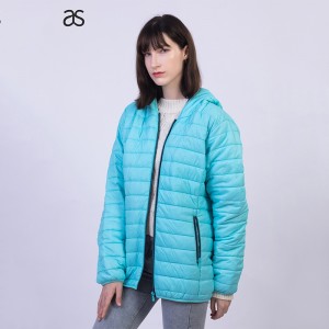 Hooded Packable light weight fake down Puffer Jacket winter outwear Quilted Coat