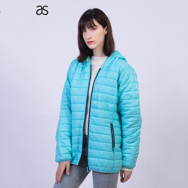 Hooded Packable light weight fake down Puffer Jacket winter outwear Quilted Coat Featured Image