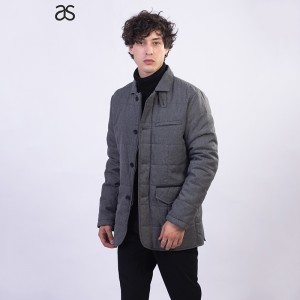 Mens Outwear Padded Winter Quilted Jacket with button on Front Fly