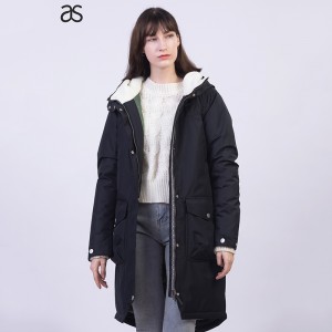 Women Parka Winter Coat Cotton padded warm Jacket outwear with Sherpa collar