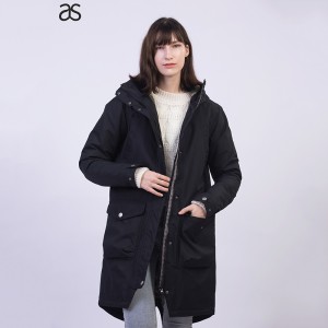 Wholesale China Thin Raincoat Manufacturers Suppliers - Women Parka Winter Coat Cotton padded Hooded warm Jacket outwear  – Annecy Studio
