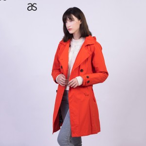 Women’s Windproof Double Breasted Jackets outdoor hooded classic long girls trench coat