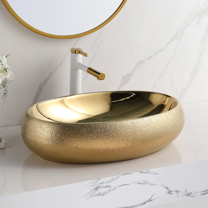 Electroplated Frosted dada Golden Hotel Bathroom Hand Wẹ Basin