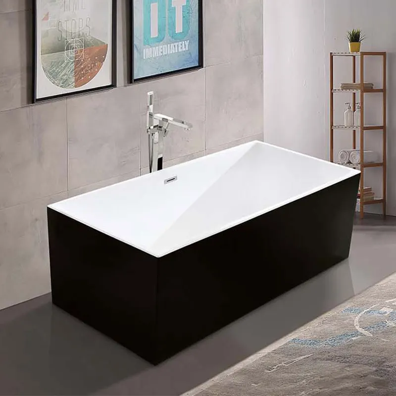Bathroom Rectangle White Black Bath Tub Freestanding Acrylic Square Bathtub
