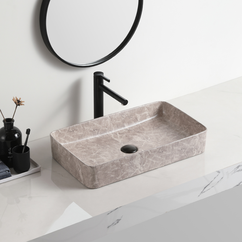 Rosa Faarf Countertop Sink Buedzëmmer Benotzerdefinéiert Keramik Table Top Washbasin