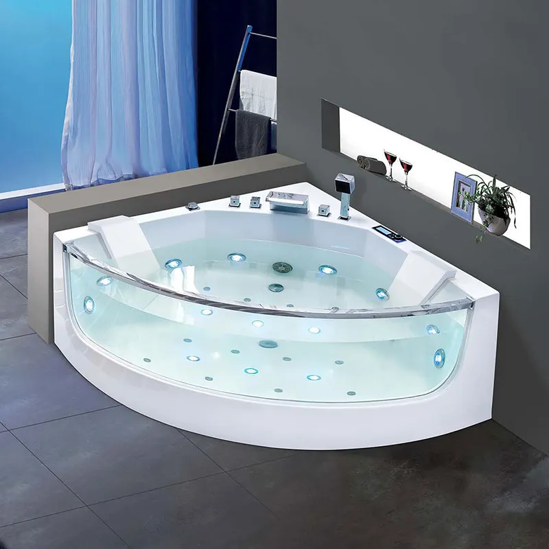 Multifunktionellt spa glas bubbelpool massage hörnbadkar