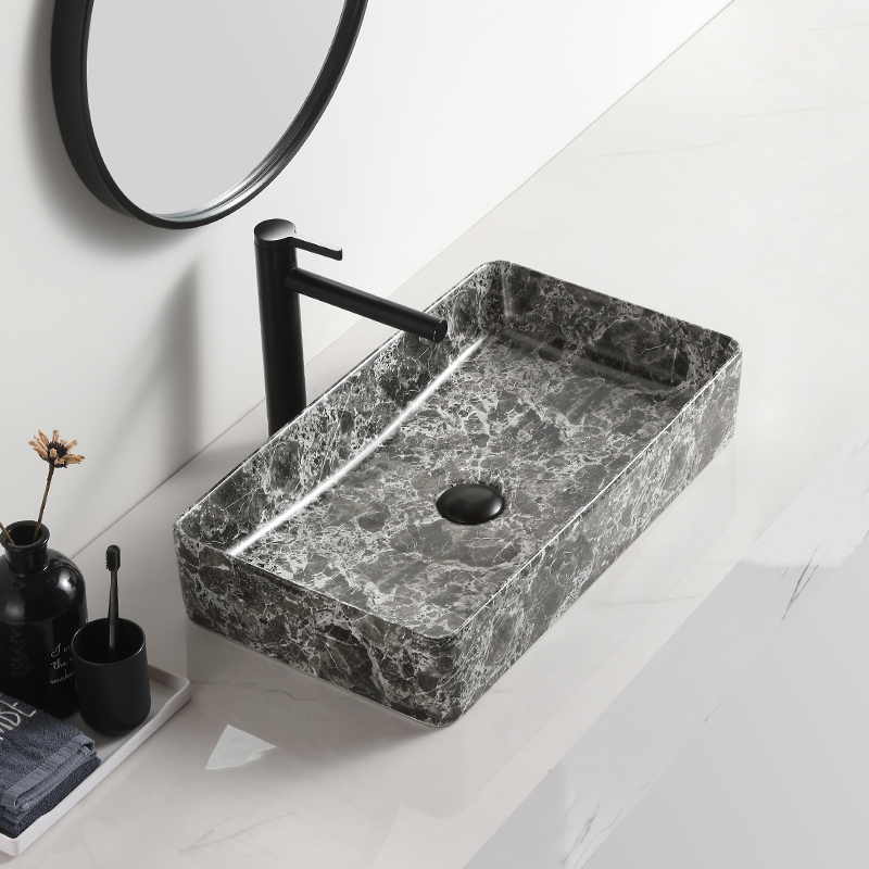 Nsalu za marble decal nowoczesna umyuwalka square sink glossy surface art counter beseni