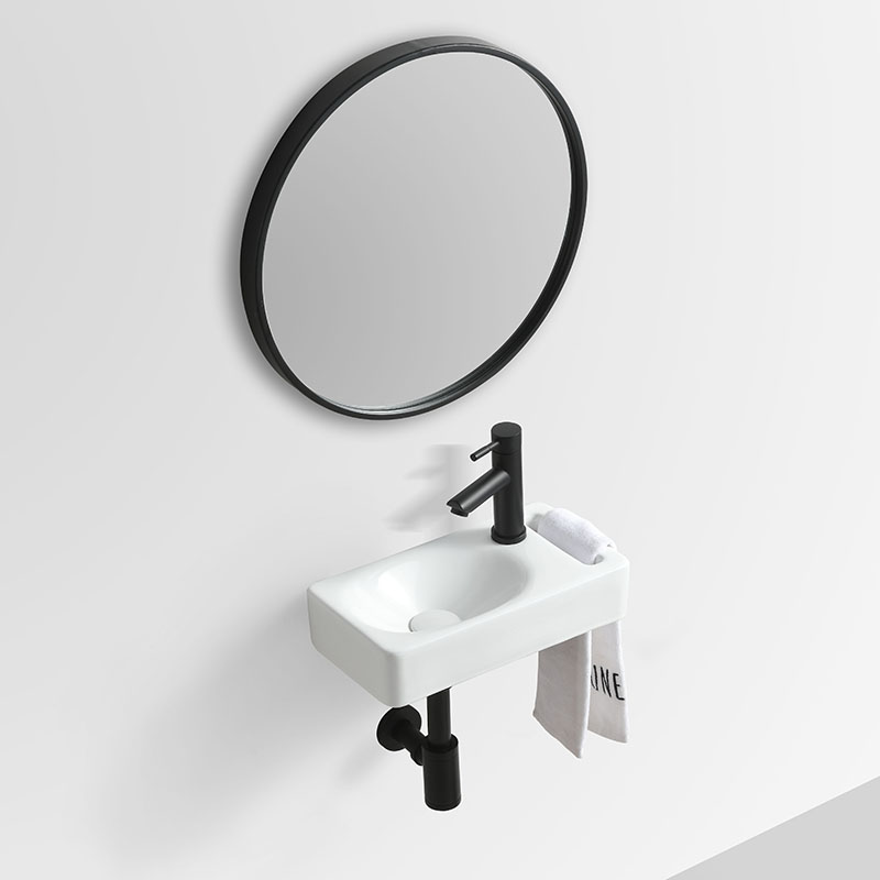 Theko ea Economic Rectangular Small Wash Basin Bathroom Ceramic Sink Wall Hung Basin